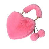 Faux Fur Heart Shaped Small Handbag